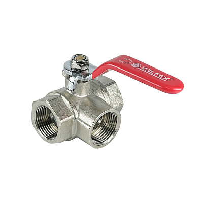 Кран шаровой Valfex трехходовой ВР1/2хВР1/2хВР1/2 никелированный