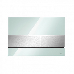 Панель смыва унитаза TECE TECESquare для системы с двойным смывом, cтекло зеленое, клавиши нержавеющая сталь (сатин)