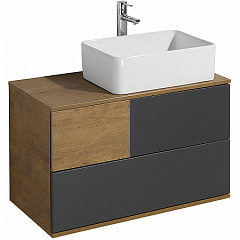 Набор Акватон 1A2472K1TEKA0: Тумба-умывальник Терра 85 Дуб Кантри/Антрацит(1A247201TEKA0) + раковина Мила(732700B000)