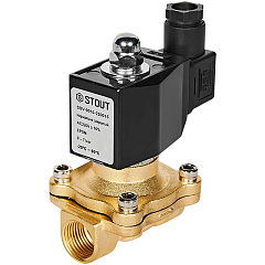 Клапан соленоидный (электромагнитный) Stout прямого действия, НЗ, 220В, G1/2, EPDM