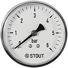 Манометр Stout аксиальный, Dn 63 мм 1/4 , 0...6 бар, кл.2.5