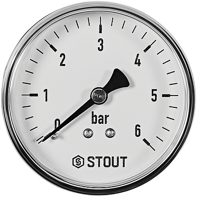 Манометр Stout аксиальный, Dn 63 мм 1/4 , 0...6 бар, кл.2.5