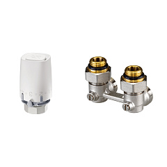 Комплект для радиаторов Ридан LV-KB/TR 9001 Ultra G 3/4 A; G 1/2 A угловой, М30 х 1,5, 50 мм, PN10, с переходниками (013G4998R)