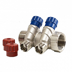 Коллектор VALTEC с регул. вентилями, 3/4х2 вых. 1/2 нар.