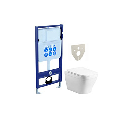 Комплект Акватек АМАДЕО cm рама Standard INS-0000012 без клавиши и крепежа, унитаз АМАДЕО AQ1180-00 с тонким сиденьем soft-close