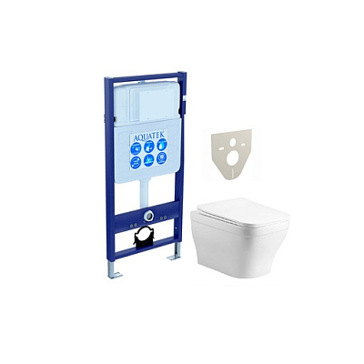 Комплект Акватек АМАДЕО cm рама Standard INS-0000012 без клавиши и крепежа, унитаз АМАДЕО AQ1180-00 с тонким сиденьем soft-close