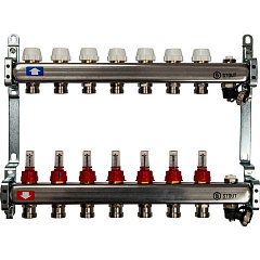 Коллектор Stout из нержавеющей стали с расходомерами, с клапаном вып. воздуха и сливом 1/3/4x7, SMS-0927-000007