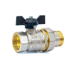 Кран шаровой LD 47.25.В-ГШ.Б с разъемом, внутренняя-наружная резьба, 1, бабочка