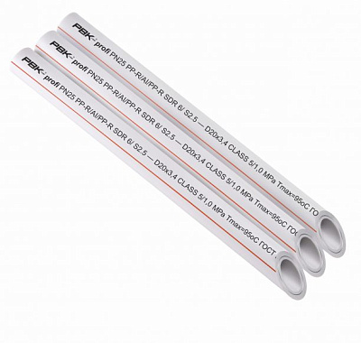 Труба полипропиленовая РВК армированная стекловолокном PROFI PPR/GF/PPR PN25 SDR6 D110 4м