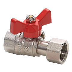 Кран шаровой MVI для подключения манометра 1/2BРx1/4BР (накидная гайка ВР с прокладкой со стороны манометра), бабочка