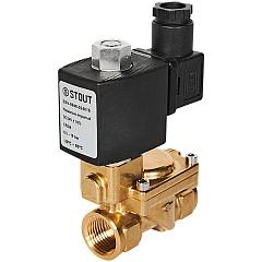 Клапан соленоидный (электромагнитный) Stout непрямого (пилотного) действия, НО, 24В, G1/2, EPDM