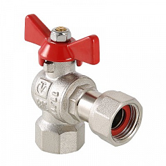 Кран шаровой VALTEC угловой с накидной гайкой и внутренней резьбой 1 х 1