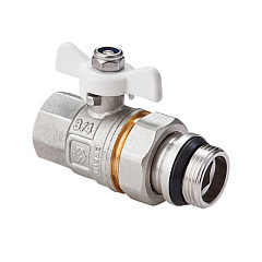 Кран шаровой MVI латунный прямой с накидной гайкой и самоуплотняющимся кольцом 1/2 ВР-НР, бабочка (ГОСТ)