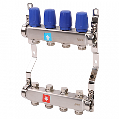 Коллектор MVI из нержавеющей стали в сборе для отопления 4 выхода