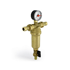 Фильтр промывной UNI-FITT ВН 1/2 х 3/4 с редукц. соед., со сливным шаровым краном и манометром