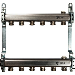 Коллектор Stout из нержавеющей стали для радиаторной разводки 1/3/4x6, SMS 0923 000006