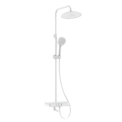 Душевая система IDDIS со смесителем и верхним душем, белый матовый, Shelfy