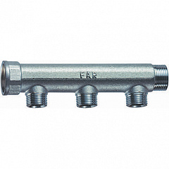 Коллектор FAR 1 (ВР-НР) с 3 отводами 1/2 НР (межосевое 50 мм)