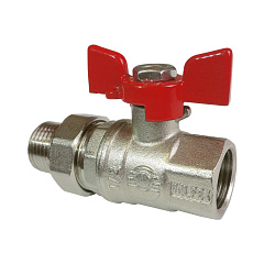 Кран шаровой Valfex латунный PREMIUM для ВОДЫ американка 1/2 ВР/НР, бабочка, никелированный 11Б27фт1М