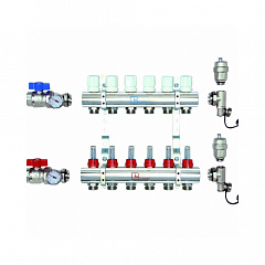 Коллектор Luxor латунный в сборе с расходомерами CD 473M 1х3/4ЕК 12 контуров