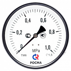 Манометр Росма TM-310T Dy 63 с задним подключением 1/4 , 0-10 бар