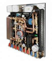 Квартирная станция VALTEC с функцией приготовления ГВ (с рециркуляцией), теплосчётчик M-BUS 1,5 куб.м/час. (диап. регул. 50-70 C)