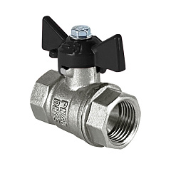 Кран шаровой Valfex латунный DeltaPro для воды 1/2 ВР/ВР бабочка, НИКЕЛИР-Й