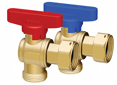 Кран шаровой FAR хром. 3/4 накид.гайка-3/4 EU/плос.упл. (бабочка, красн.), углов.