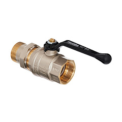 Кран шаровой HOOBS ORION с американкой НР/ВР 1 1/4 с алюминиевой ручкой-рычагом чёрного цвета