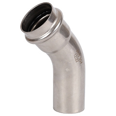 Угольник Rommer пресс 42 однораструбный, 45 градусов ВПр-НПр, нержавеющая сталь