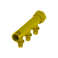 Коллектор TECE TECEflex с выводами под запрессовку 3/4 х 16, 3 контура, ВР-НР, латунь