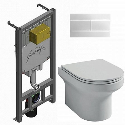 Комплект Jacob Delafon Elite подвесной унитаз, инсталляция, кнопка, сиденье микролифт E21742RU-00