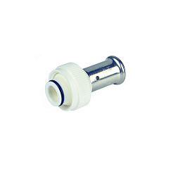 Пресс фитинг Henco с накидной гайкой под евроконус, ПВДФ пресс (белый), 16x3/4