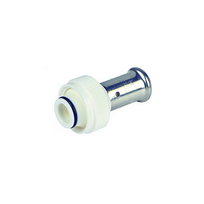 Пресс фитинг Henco с накидной гайкой под евроконус, ПВДФ пресс (белый), 16x3/4