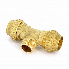 Тройник Tiemme с наружной резьбой 25 x 3/4 x 25, латунь