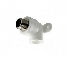 Угольник полипропиленовый Kalde комбинированный 90гр., с креплением, 20 x 1/2 НР