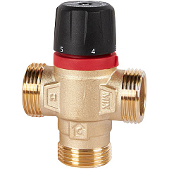 Клапан смесительный Rommer термостатический для систем отопления и ГВС 1 НР 20-43С KV 1,6 (боковое смешивание)