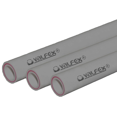 Труба полипропиленовая Valfex армированная стекловолокном SDR 7.4 PN20 D63х8,6 мм, 4м СЕРАЯ