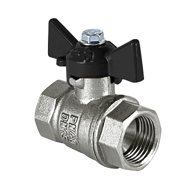 Кран шаровой Valfex латунный DeltaPro для воды 3/4 ВР/ВР бабочка, НИКЕЛИР-Й