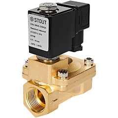 Клапан соленоидный (электромагнитный) Stout непрямого (пилотного) действия, НЗ, 220В, G3/4, EPDM