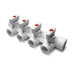 Коллектор из полипропилена PRO AQUA PP-R с 3 выходами белый (25-20), арт.PA6710308P