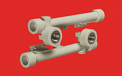 Водорозетка полипропиленовая пайка-В FV-Plast 20х1/2 проходная сдвоенная для смесителя, 221020