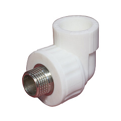 Угольник полипропиленовый Valfex переходной с наружной резьбой 25х1/2, белый