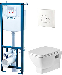 Комплект SANTEK Нео подвесной унитаз, инсталляция, кнопка, сиденье 1.WH50.1.572