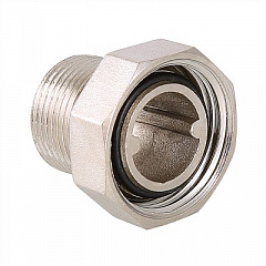 Сгон VALTEC 1/2 х 3/4 с накидной гайкой наружная резьба, никелированная латунь