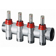 Запорный коллектор FAR 1 (ВР-НР) с расходомерами, с 4 отводами М24х19