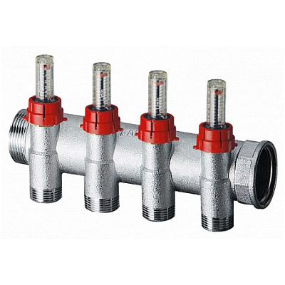 Запорный коллектор FAR 1 (ВР-НР) с расходомерами, с 4 отводами М24х19