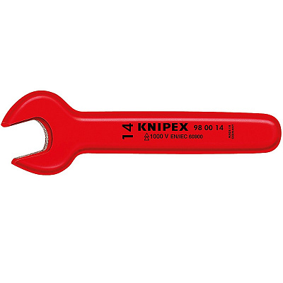 Ключ гаечный рожковый KNIPEX метрический VDE, размер под ключ 10 мм, 105 мм, диэлектрический