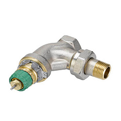 Клапан терморегулирующий Danfoss радиаторный,RA-DV Ду15, 1/2 , угловой никелированный (для двухтрубной насосной системы отопления)