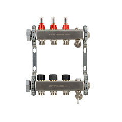 Коллектор Usystems UN с расходомерами стальной с накидной гайкой, выходы 9x3/4 Евроконус